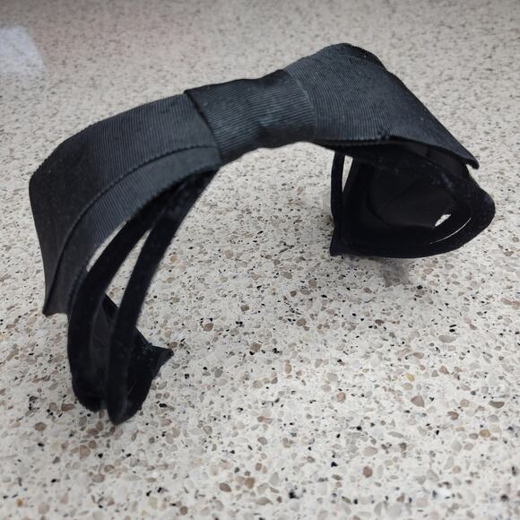 VTG MCM Wired Velvet Bow Headband Formal Crown Hat Headpiece 50s 60s Elegant - Picture 2 of 14